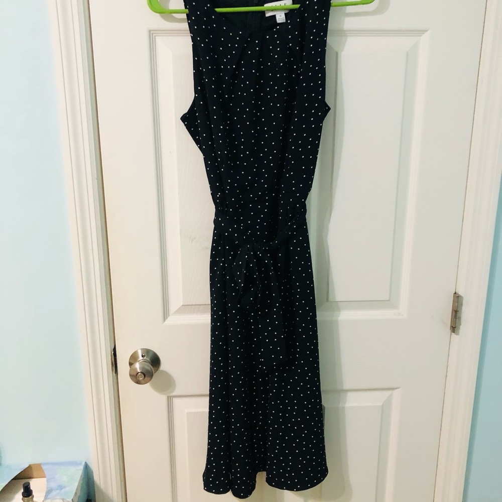 Elle Black and White Polka Dot Midi Dress